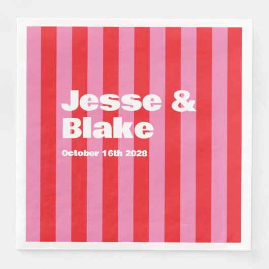 大胆なタイポグラフィ、ピンクと赤の結婚式 (正面)