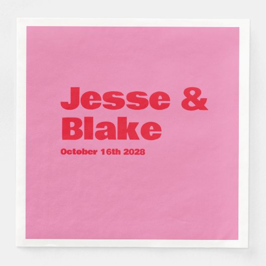 大胆なタイポグラフィ、ピンクと赤の結婚式 (正面)