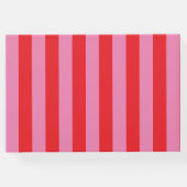 大胆なタイポグラフィ、ピンクと赤の結婚式 ゲストブック (裏面)