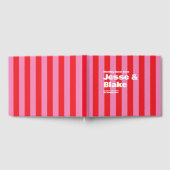 大胆なタイポグラフィ、ピンクと赤の結婚式 ゲストブック (全面)