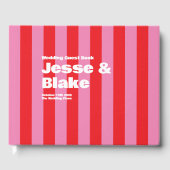 大胆なタイポグラフィ、ピンクと赤の結婚式 ゲストブック (正面)