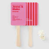 大胆なタイポグラフィ、ピンクと赤の結婚式 ハンドファン (正面&裏面)