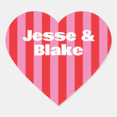 大胆なタイポグラフィ、ピンクと赤の結婚式 ハートシール (正面)