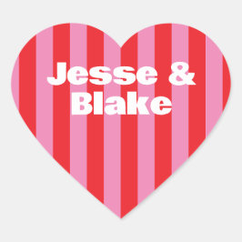 大胆なタイポグラフィ、ピンクと赤の結婚式 ハートシール