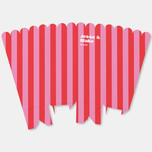 大胆なタイポグラフィ、ピンクと赤の結婚式 フェイバーボックス (見開き)