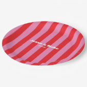 大胆なタイポグラフィ、ピンクと赤の結婚式 ペーパープレート (アングル)