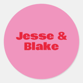 大胆なタイポグラフィ、ピンクと赤の結婚式 ラウンドシール