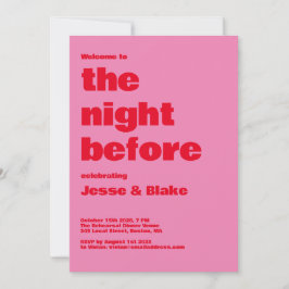 大胆なタイポグラフィ、ピンクと赤の結婚式 招待状