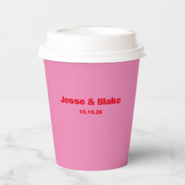 大胆なタイポグラフィ、ピンクと赤の結婚式 紙コップ