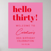 大胆なタイポグラフィ ピンク レッド モダン 誕生日 ウェルカム ポスター (正面)