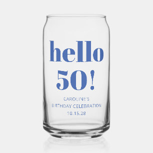 大胆なタイポグラフィ ブルー モダン 50歳の誕生日記念品 ガラス缶