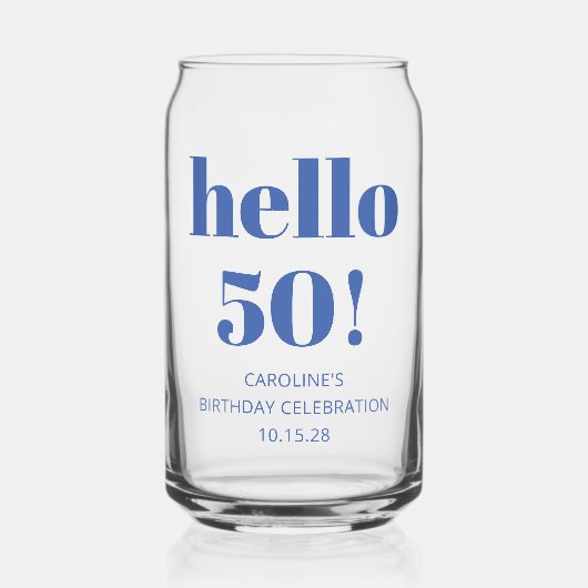 大胆なタイポグラフィ ブルー モダン 50歳の誕生日記念品 ガラス缶 (正面)