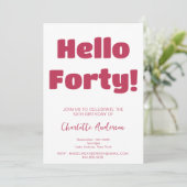 大胆なタイポグラフィ ヴィバ マゼンタ モダン 40歳の誕生日 招待状 (スタンド正面)