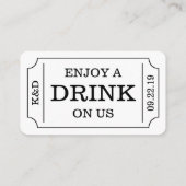 大胆なチケットスタイル「飲み物は私たちに」テンプレート エンクロージャーカード (裏面)