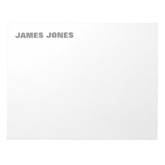 大胆なテキスト グレー ホワイト スタイリッシュ モダン プロフェッショナル ノートパッド (正面)