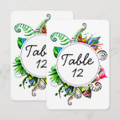 大胆なトロピカルパームリーフの結婚式テーブルナンバー 招待状 (正面/裏面)