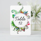 大胆なトロピカルパームリーフの結婚式テーブルナンバー 招待状 (スタンド正面)