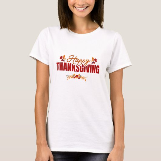 大胆なハッピー・サンクスギビングデザイン Tシャツ (正面)