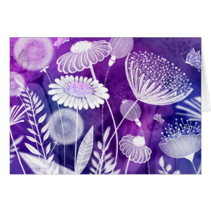 大胆なパープルとバイオレットの野生の花の芸術