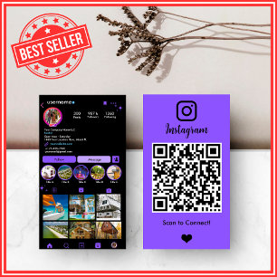 大胆なパープルの不動産屋Instagram QRコードネットワーキング 名刺