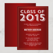 大胆なビンテージレッドゴールド 2015 年卒業 招待状 (正面/裏面)
