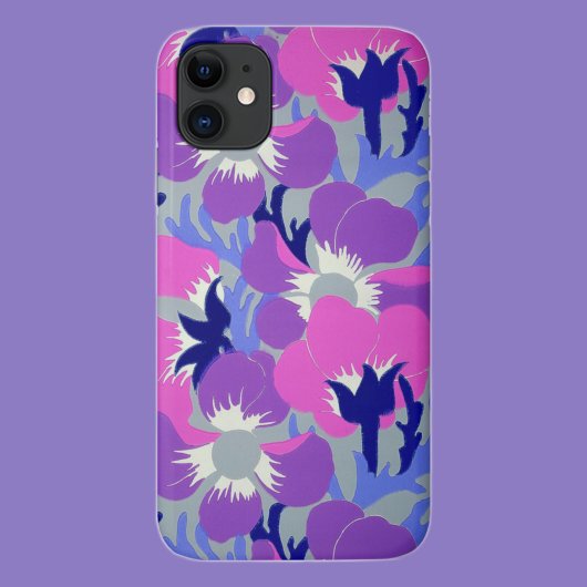 大胆なピンクとパープルの風花模様 レトロな雰囲気 Case-Mate iPhoneケース