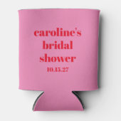 大胆なピンクと赤のモダンで楽しいカスタム ブライダル シャワー 缶クーラー (正面)