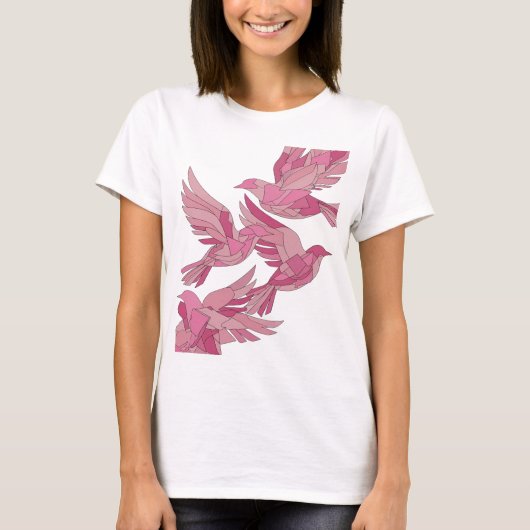 大胆なピンクの抽象芸術 グラフィックデザイン Tシャツ (正面)