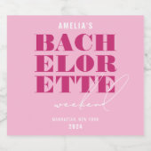 大胆なピンクの独身最後の週末 スパークリングワインラベル (シングルラベル)