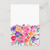 大胆なピンクの花の水彩QRハニームーンウィッシュ エンクロージャーカード (裏面)