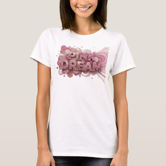 大胆なピンクのPINK DREAM 3Dテキストアート Tシャツ (正面)
