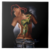 大胆なファンタジーのドラゴン・タトゥーの女性 タイル (正面)