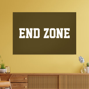 大胆なブラウンにEND ZONEの楽しいアスリーフットボールデザイン キャンバスプリント