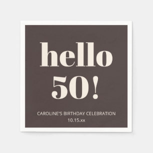 大胆なブラウンクリームモダンチックな50歳の誕生日パーティー スタンダードカクテルナプキン