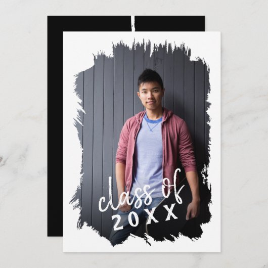 大胆なブラシ仕上げフォトグラードパーティの招待状 招待状 (正面/裏面)