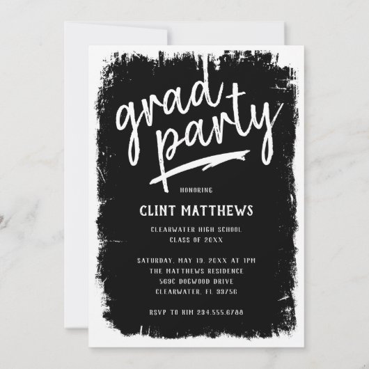 大胆なブラシ仕上げフォトグラードパーティの招待状 招待状 (裏面)