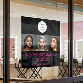 大胆なブラックとホットピンクの3枚写真 ウィンドウサイン