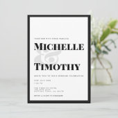 大胆なブラックホワイトタイポグラフィ ミニマルウェディング 招待状 (スタンド正面)