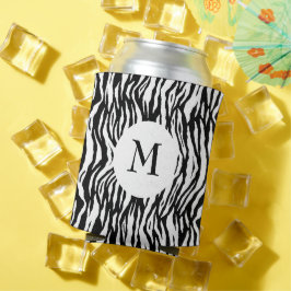 大胆なブラック&ホワイトのゼブラプリントパターン クールなモノグラム 缶クーラー