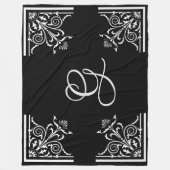 大胆なブラック＆ホワイト ヴィンテージ パーソナライズ フリースブランケット (正面)