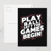 大胆なプレイボールスポーツ引用アート シーズンポストカード (正面/裏面)