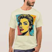 大胆なポップアートの女性 Tシャツ (正面)