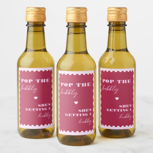 大胆なマゼンタ ポップ・ザ・バブル シーズ ゲッティング ア・ハビー ワインラベル (ボトル)