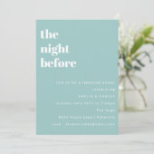 大胆なミニマリストアクアブルーのリハーサルディナー 招待状 (スタンド正面)