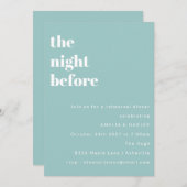 大胆なミニマリストアクアブルーのリハーサルディナー 招待状 (正面/裏面)