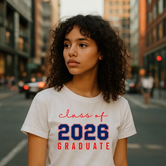 大胆なミニマリスト 青 赤 2026年卒業 トライブレンドTシャツ
