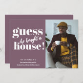 大胆なミニマル写真新築パーティー招待状 (正面/裏面)