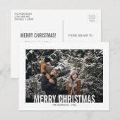 大胆なモダンなクリスマスのホリデー写真ポストカード シーズンポストカード (正面/裏面)