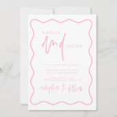 大胆なモダンな赤とピンクの結婚式招待状 招待状 (正面)