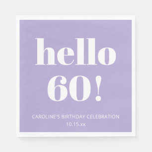 大胆なモダンラベンダー・パープルの60歳の誕生日パーティー スタンダードランチョンナプキン